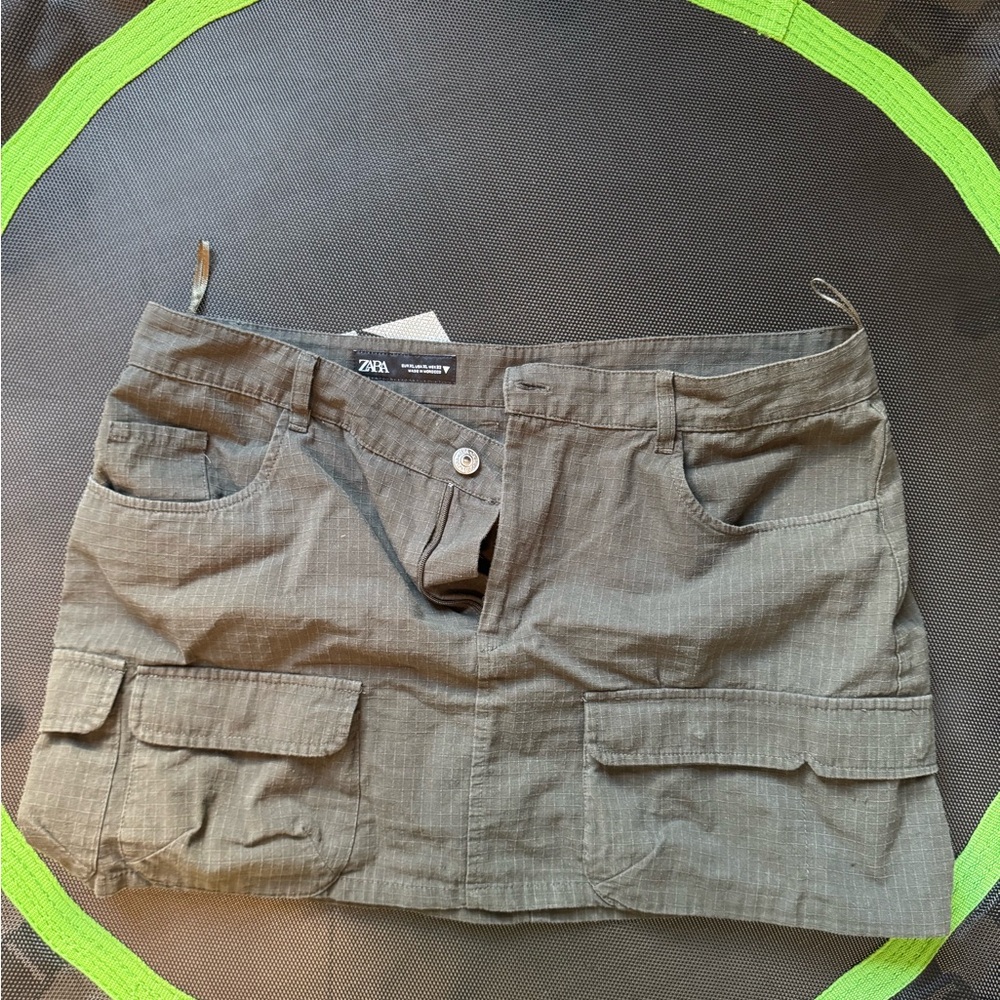 Zara Tan Mini Cargo Skirt Casual